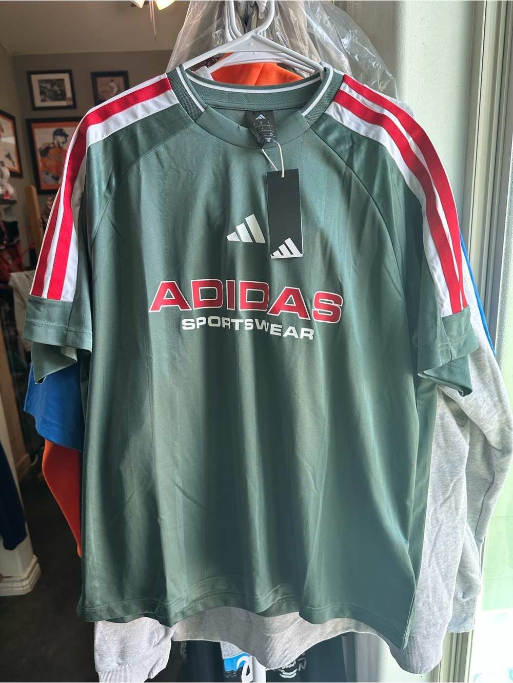 Adidas Men's Sportswear Tee Shirt with Red Accents